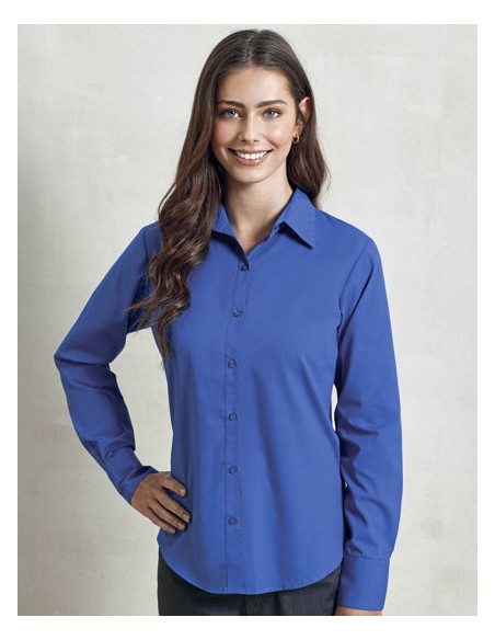 PRE-PR300-Womens Poplin Long Sleeve Blouse 2